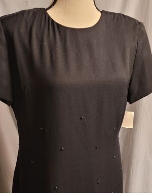 Elegant Black Beaded Women's Dress, Size 8P